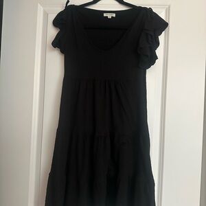 Max Studio Black Mini Dress with Ruffle Sleeves